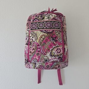 Vera Bradley Backpack Very Berry  Paisley Print Campus Laptop Bag Cotton Quilted